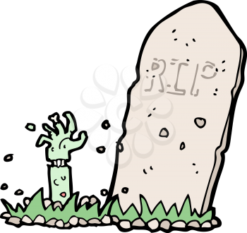 Royalty Free Clipart Image of a Zombie Arm Coming Out of a Grave