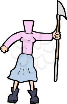 Royalty Free Clipart Image of a Woman's Body Holding a Weapon