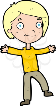 Royalty Free Clipart Image of a Boy with Arms Stretched