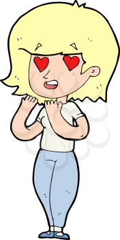 Royalty Free Clipart Image of a Woman with Hearts in Eyes