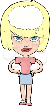 Royalty Free Clipart Image of a Woman With a Thought Bubble
