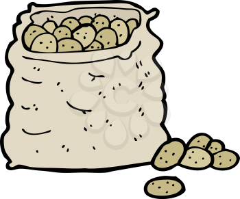 Royalty Free Clipart Image of a Sack of Potatoes