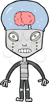 Royalty Free Clipart Image of a Mechanical Alien with Exposed Brain