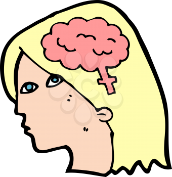 Royalty Free Clipart Image of a Woman's Head with an Exposed Brain