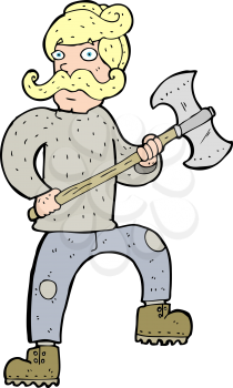 Royalty Free Clipart Image of a Man with an Axe
