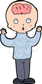 Royalty Free Clipart Image of a Kid with Exposed Brain