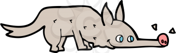 Royalty Free Clipart Image of a Wolf Sniffing