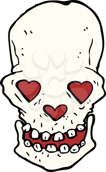 Royalty Free Clipart Image of a Skull with Heart Eyes