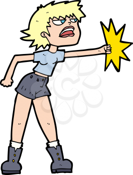 Royalty Free Clipart Image of a Woman Punching