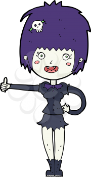 Royalty Free Clipart Image of a Vampire Giving a Thumbs Up