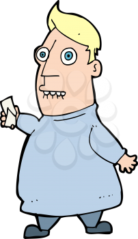 Royalty Free Clipart Image of a Man Holding a Ticket