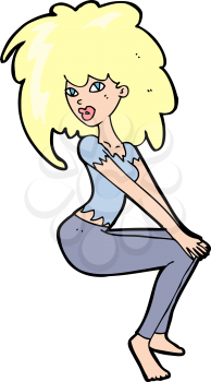 Royalty Free Clipart Image of a Woman with Big Hair