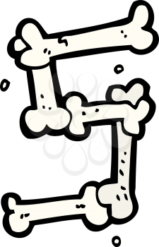 Royalty Free Clipart Image of a Number 5 Made of Bones