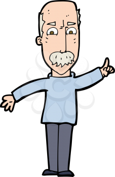 Royalty Free Clipart Image of a Bald Man Pointing Up