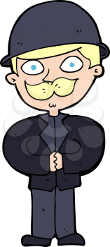 Royalty Free Clipart Image of a Man in a Bowler Hat