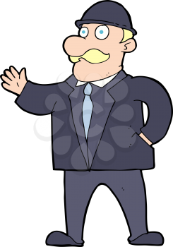 Royalty Free Clipart Image of a Man Wearing a Bowler Hat