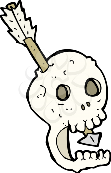 Royalty Free Clipart Image of a Skull and Arrow