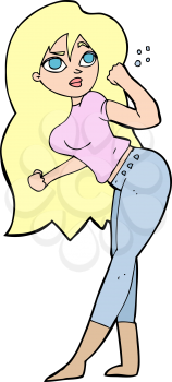 Royalty Free Clipart Image of a Woman Raising Her Fist