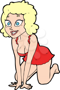 Royalty Free Clipart Image of a Woman Wearing Lingerie