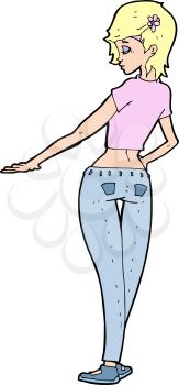 Royalty Free Clipart Image of a Woman Wearing a Crop Top