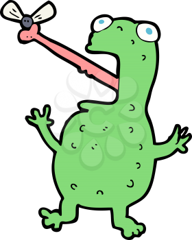 Royalty Free Clipart Image of a Frog Catching a Fly