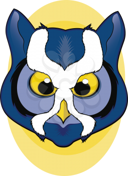 Blue Owl Face Illustration