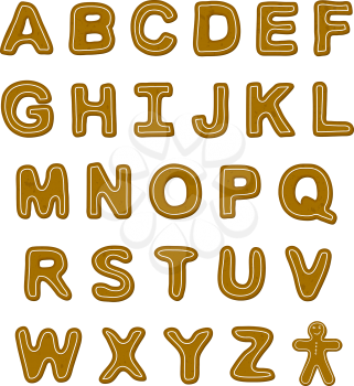Gingerbread holiday cookie alphabet