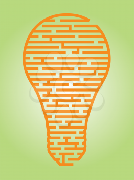 Illustration of a complex maze of ideas in a light bulb shaped outline