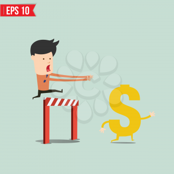 Business man trying to catch money  - Vector illustration - EPS10