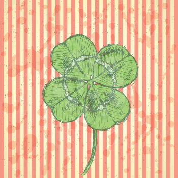 Sketch clover, vector vintage background, saint Patrick day symbol