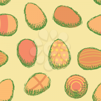 Sketch Easter eggs vintage style, vector seamless pattern