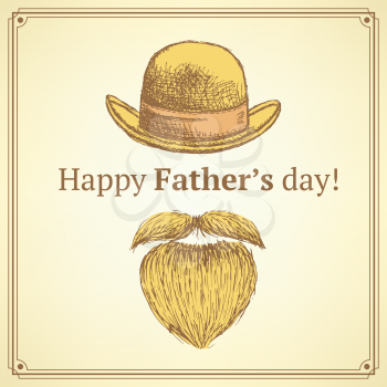 Sketch Father's day card in vintage style, vector