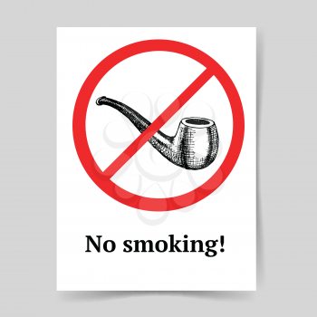 Sketch no smoking sign in vintage style, vector poster