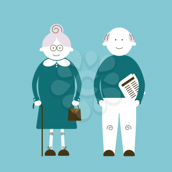 Elderly people, vector illustration with elderly couple
