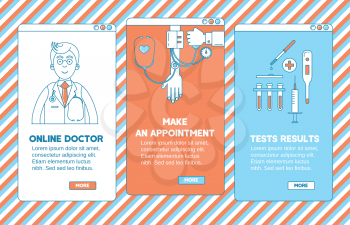 Medical app design. Online doctor, make an appointment  and test results.