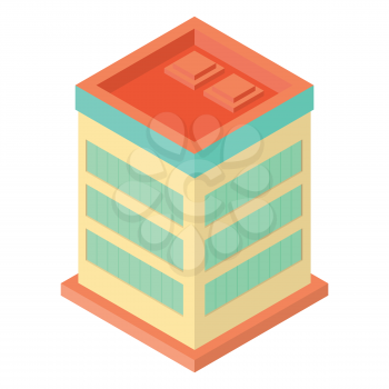 Isometric office building, low poly business real estate