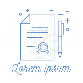Contract icon with pen, thin line design