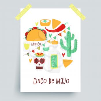 Cinco de mayo, Mexican vector design poster concept with taco