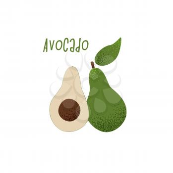 Avocado vector illustration, vegan concept, cute design