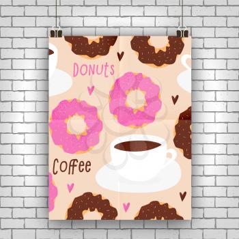 Donut and tea cup design, love concept with hearts
