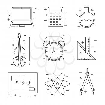 Back to school concept, line art vector icons design