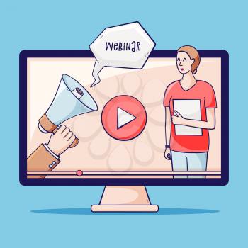 Video tutorial, webinar, online education vector concept