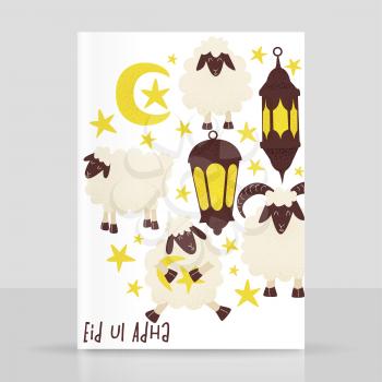 Eid ul Adha, muslim holiday, sheep vector design