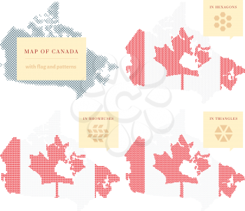 Four Canadian Maps. Map in Circles. Map in Rhombuses. Map in Hexagons. Map in Triangles.