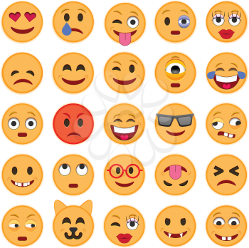 Set of Emoticons. Set of Emoji. Smile icons. Isolated vector illustration on white background