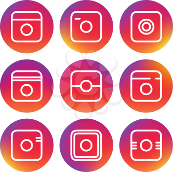 Smooth Color Gradient Icon Template Set Inspried by Instagram Logo. Vector Illustration for Your Social Media App Design Project
