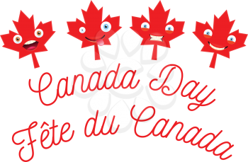 Happy Canada Day Vector Template with Leaf Emoticons.