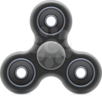 Hand Fidget Spinner Toy. Stress and Anxiety Relief. Black Plastic Toy