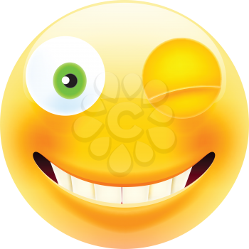 Wink Face Emoji. Happy Emoticon. Winking Emoticon. Smile icon. Isolated Vector Illustration on White Background