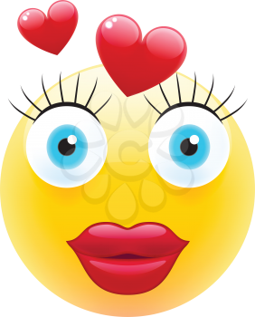 Female Smile in Love Emoticon. Realistic Modern Emoji. Isolated illustration on white background